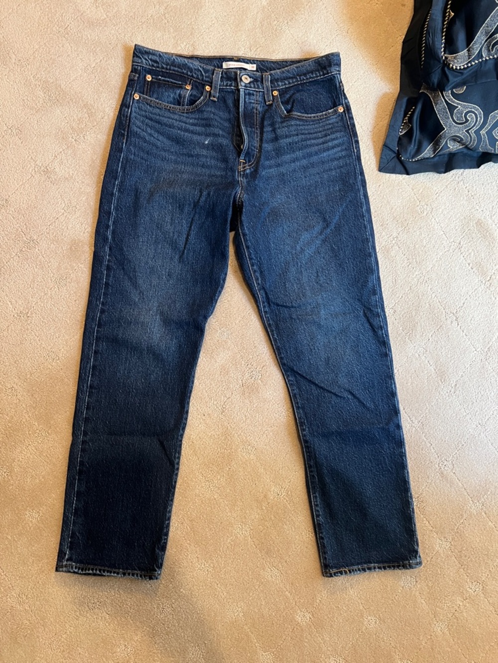 Levi's Women's Wedgie Straight Leg Jeans in Dark Blue Denim
